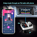 Miniatyrbillede 2 af 5: QC2.0 Bluetooth 4.2 MP3-afspiller Håndfrit bilsæt FM-senderstøtte TF-kort U Disk 3.1A hurtig dobbelt USB-oplader strømadapter