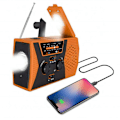 Miniatyrbilde 1 av 5: AM/FM/NOAA Solcelledrevet Radio med Håndsveiv, SOS-alarm, 2000mAh (oransje)