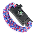 Pikkukuva 1 / 4: Paracord-ranneke - Paracord-terä - Pilli - Kompassi (sininen ja punainen)