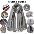Miniatyrbillede 2 af 5: Dame vintertørklæde Cashmere Feel Pashmina Sjal Wraps Bløde varme tæpper tørklæder grey
