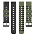 Miniatyrbild 3 av 5: För Garmin Venu 2 Plus/Venu Sq 2 Universal 20mm Mjuk Silikon Klockarmband Stort Hål Design Dubbel Färg Klockarmband Army Green  Black