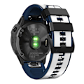 Miniatyrbillede 1 af 5: Til Garmin Descent G1/Fenix 7/Fenix 6 Pro/Fenix 5 Plus Dual Color Silikonurrem Smart Watch Band 22mm White Blue