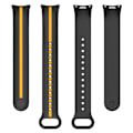 Miniatyrbilde 4 av 5: Myk silikon klokkestropp for Xiaomi Smart Band 8 tofarget justerbar håndleddsstropp med spenne Black  Yellow