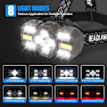 Miniatyrbilde 3 av 5: Super Lys Hodelykt med Høy Lumen, Oppladbar for Utendørs Løping, Hiking, Campingutstyr, 10 LED 10 LED