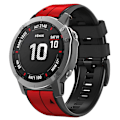 Miniatyrbillede 2 af 5: For Garmin Tactix 7 Pro/Fenix 7X/Fenix 6X Pro silikone urrem udskiftning dual farve smart watch rem 26mm Red Black
