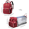 Miniatyrbilde 2 av 5: Foldbar Mummy Bag, Ryggsekk Med Vugge, Foldbar 300D, Vanntett, Vaskbar Seng Rød