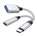 Pikkukuva 1 / 5: 2-in-1 OTG-tyyppi-C-sovitin USB-kaapeliin, jossa Pd10w-latauspuhelimet OTG-muunnin Silver