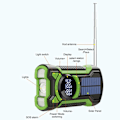 Pikkukuva 4 / 5: Aurinkoradio, hätäveivattava 5000 mAh, AM/FM/NOAA-säävaroitukset - Punainen