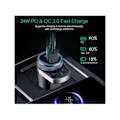 Miniatyrbillede 3 af 5: Bluetooth 5.1 Bil FM Transmitter 24W PD & 18W QC3.0 Opladningsport Håndfri Opkald Bluetooth Afspilning Sort