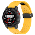 Miniatyrbilde 2 av 5: 26mm Pustende klokkestropp for Garmin Tactix 7 Pro/fenix 7x/fenix 7x, Solar Silikon klokkestropp med foldespenne Yellow