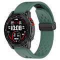 Miniatyrbilde 2 av 5: 26mm pustende klokkestropp for Garmin Tactix 7 Pro/fenix 7x/fenix 7x, Solar silikonklokkestropp med foldespenne Dark Green