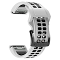 Miniatyrbillede 2 af 5: KLB-LWGJ-001 Til Garmin Fenix 7 / 7 Pro Ur Bånd QuickFit 22mm Åndbar Dobbelt Række Huller Rem White Black