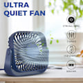 Miniatyrbillede 3 af 5: Bordventilator - 3 Hastigheder Bord Desktop Køleventilator 360° Rotationsjustering (Blå)