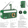 Pikkukuva 3 / 5: Aurinkoradio 2000Mah, Noaa/Am/Fm-radio Led-taskulampulla, Automaattinen hälytys hurrikaaneille (musta)