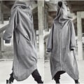 Pikkukuva 2 / 4: Unisex pitkähihainen hupullinen Nazgul pitkä takki vetoketjulla suljettava fleecevuorattu pitkä huppari 2XL Black