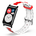Miniatyrbillede 1 af 3: Dual Color Wave Design Silikone Rem til Huawei Watch Fit / Watch Fit Special Edition White Red