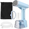 Miniatyrbillede 1 af 5: Foldbar tøjdamper, 1500 W hurtig opvarmning, 400 ml vandtank LCD digitalt display (blå)