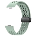 Miniatyrbild 2 av 3: För Huawei Watch Fit 3 Silikonklockarmband ihålig rem med magnetiskt viklås Grey Green