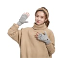 Miniatyrbilde 4 av 5: Kvinner Varme Hansker Høst Vinter Knitting Hemp Flower Flip Fingerless Mitten Brown