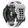 Miniatyrbilde 1 av 5: KLB-LWGJ-001 For Garmin Fenix 7 / 7 Pro Watch Band QuickFit 22mm Pustende Dobbel Rad Huller Rem White Black