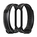 Miniatyrbillede 1 af 2: Passer til Xiaomi Mi Band 5/6 Læder Rem Udskiftning Black