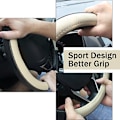 Miniatyrbillede 4 af 4: Sort Og Beige Microfiber Læder Auto Bilrat Cover Universal 15 Tommer