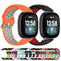 Miniatyrbilde 3 av 4: To-fargets silikonklokkebånd for Fitbit Versa 3 Orange Grey
