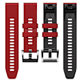 Pikkukuva 3 / 5: Pistekuvioinen silikoniranneke Garmin Tactix 7 Pro / Fenix 7x / 6x Pro / 5x Plus -kellolle, 26 mm:n kaksiväriranneke Red Black