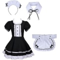 Pikkukuva 2 / 4: 2021 Lolita Maid Puvut Ranskalainen piikapuku Tytöt Nainen Amine Cosplay Puku Tarjoilijatar Maid Party Stage Set 4XL black