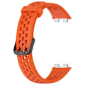 Miniatyrbillede 3 af 5: Åndbar silikone smart watch rem til Huawei Band 8 - behagelig at have på Orange