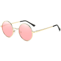Pikkukuva 1 / 5: Vintage Pyöreä John Lennon Polarisoidut aurinkolasit Miesten Naisten Circle Hippie Aurinkolasit Red Ocean Lens-gold Frame