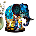 Miniatyrbild 4 av 5: Elephant Animal Lamp Färgglad Resin Lamp För Tiffany Lamp Bordslampa Unicorn