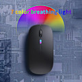Miniatyrbillede 4 af 5: Trådløs Rgb Ultra-Tynd Mus, 2.4Ghz Genopladelig Bluetooth, Ergonomisk Design (Sølv)