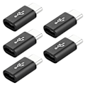 Miniatyrbillede 1 af 4: 5 stk Lille Micro Usb til Usb-c Adapter Mobiltelefon Adapter Type-c Interface Data Line Converter til Samsung Xiaomi Huawei Black