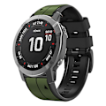 Pikkukuva 2 / 5: Garmin Descent G1/Fenix 7/Fenix 6 Pro/Fenix 5 Plus -kaksivärinen silikoniranneke älykellolle, 22 mm Army Green Black