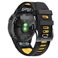 Miniatyrbillede 1 af 4: 26 mm silikone urrem til Garmin Descent Mk2 Black Yellow