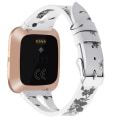 Miniatyrbillede 2 af 5: Til Fitbit Versa 2 læder urrem med midteråbning IDZ White Ash Flower
