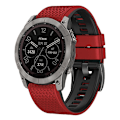 Pikkukuva 4 / 5: Pistekuvioinen silikoniranneke Garmin Tactix 7 Pro / Fenix 7x / 6x Pro / 5x Plus -kellolle, 26 mm:n kaksiväriranneke Red Black
