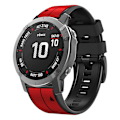 Pikkukuva 2 / 5: Garmin Descent G1/Fenix 7/Fenix 6 Pro/Fenix 5 Plus -kaksivärinen silikoniranneke älykellolle, 22 mm Red Black