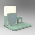 Miniatyrbild 5 av 5: 3-i-1 trådlös laddningsstativ med väckarklocka lampa för Apple Watch-telefon Light green