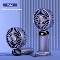 Miniatyrbillede 1 af 5: Ventilator - Mini Håndholdt Foldbar, 5 Vindhastigheder Med Mobiltelefonholder Og Display, 1800Mah (Violet)