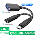 Pikkukuva 3 / 5: 2-in-1 OTG-adapterikaapeli Type-C:stä USB:hen PD10w:n latauksella puhelimiin OTG-muunnin Gray