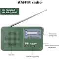 Pikkukuva 5 / 5: Aurinkovoimalla toimiva käsikampi FM/AM-radio LED-taskulampulla ja sireenillä (vihreä)