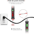 Miniatyrbillede 3 af 3: berøringsfri spændingsdetektor, spændingstester med dobbelt følsomhed 12v/48v-1000v, lcd-skærm, live/neutral ledningstest, lommelygte, lyd