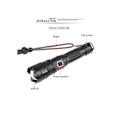 Miniatyrbillede 3 af 5: Genopladelig LED Lommelygte 90000 Lumen Super Lys Xhp70 Taktisk Lommelygte 5 Tilstande Zoombar Vandtæt Lygte Til Camping Vandreture