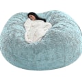 Miniatyrbild 2 av 4: Lazy Sofa Bean Bag Konstgjord päls Bean Bag Bönsoffa sky blue 150cm*75cm