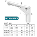 Miniatyrbilde 4 av 5: Rustfritt stål Folding Triangle Bracket Vegg Foldeskillevegg 12inch white