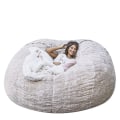 Miniatyrbillede 1 af 2: Lazy Sofa Bean Bag Kunstig Pels Bean Bag Bean Sofa white 135cm*65cm
