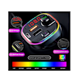 Miniatyrbillede 2 af 4: Bluetooth 5.0 FM-sender til bil, 7+1 farver RGB-baggrundslys Bluetooth biladapter, oplader,