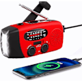 Miniatyrbilde 1 av 5: Clockwork Radio, Solar Emergency FM AM NOAA bærbar radio med SOS Alert Red